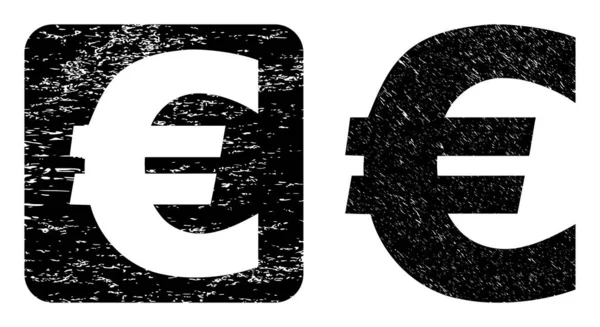 Scratched Euro Symbol Stencil Odcisk — Wektor stockowy