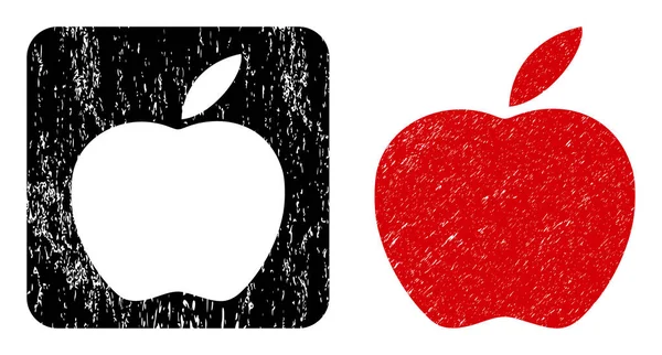 Porysowany znaczek Apple Stencil — Wektor stockowy