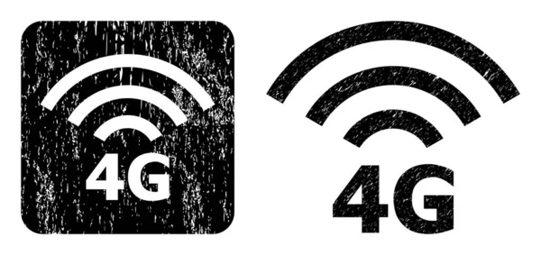 Texturizado 4G Radio Source Stencil Badge — Vetor de Stock