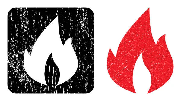 Grunge Fire Flame Schablonenabzeichen — Stockvektor