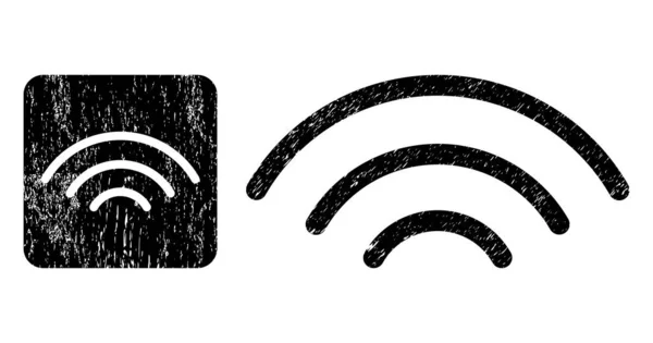 Texturierte Wi-Fi-Quelle subtrahierte Impressum — Stockvektor