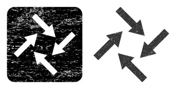 Selo de estêncil de setas centrípetas texturizadas —  Vetores de Stock