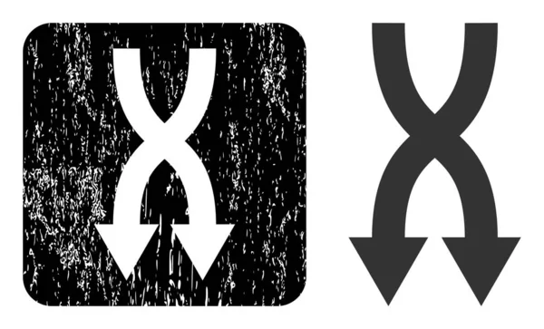 Grunge Shuffle Arrows Down Stencil Badge — 图库矢量图片