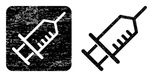 Grunge Drug Syringe Carved Stamp — Stock vektor