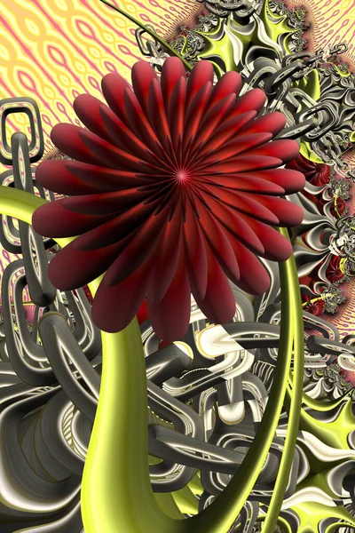 Fraktální Ilustrace Abstraktní Květinový Fraktál Jasné Barevné Barvě — Stock fotografie