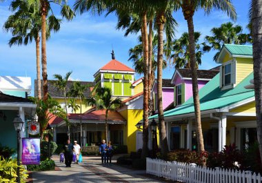 Colorful Houses in Downtown Nassau, the Capital City of the Bahamas