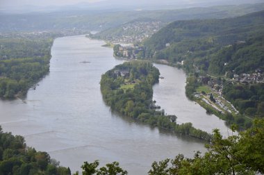 Panorama of the River Rhine at the Mountain Drachenfels, North Rhine - Westphalia