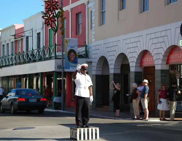 Traffic Police in Downtown Nassau, the Capital City of the Bahamas