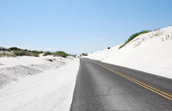 Droga Pustyni Krajobraz Parku Narodowym White Sands Nowy Meksyk — Zdjęcie stockowe