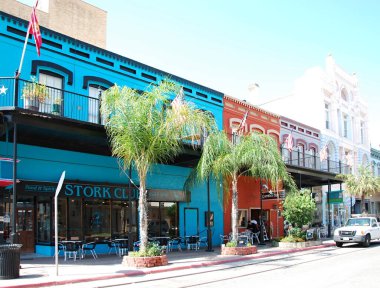 Şehir merkezindeki Galveston Sokak Sahnesi Mexico Körfezi, Teksas