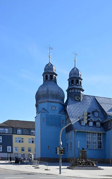 Historical Blue Wooden Church Town Clausthal Zellerfeld Harz Mountains Lower — ストック写真
