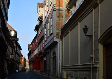 Saksonya 'nın Harz Dağları' ndaki Quedlinburg Eski Kasabası 'ndaki Tarihi Binalar
