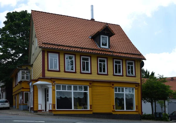 Zabytkowy Budynek Mieście Andreasberg Górach Harz Saksonia Anhalt — Zdjęcie stockowe