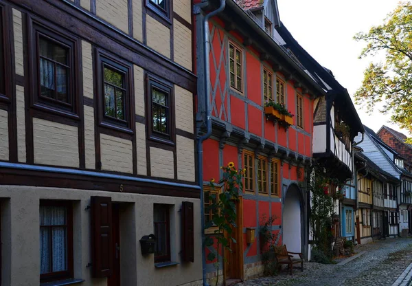 Zabytkowy Budynek Starym Mieście Quedlinburg Górach Harz Saksonia Anhalt — Zdjęcie stockowe