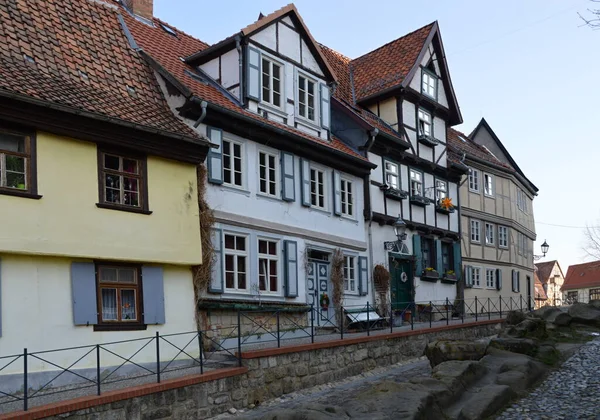 Történelmi Épületek Óvárosban Quedlinburg Szászország Anhalt — Stock Fotó
