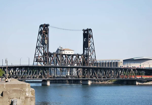 Most Historyczny Nad Rzeką Willamette Centrum Portland Oregon — Zdjęcie stockowe