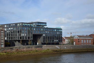 Hanse City Bremen 'deki Weser Nehri' ndeki Panorama