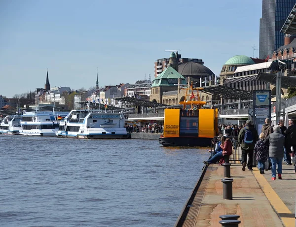 Πανόραμα Στο Landungsbruecken Στο Hanse City Hamburg — Φωτογραφία Αρχείου