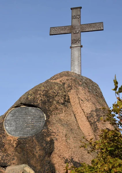 Crucifixo Rocha Ilsestein Outono Nas Montanhas Harz Saxónia Anhalt — Fotografia de Stock