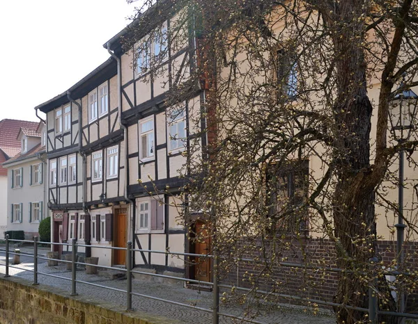 Bâtiments Historiques Dans Vieille Ville Quedlinburg Dans Les Montagnes Harz — Photo