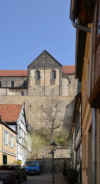 Historisches Kloster Und Schloss Der Stadt Quedlinburg Sachsen Anhalt — Stockfoto
