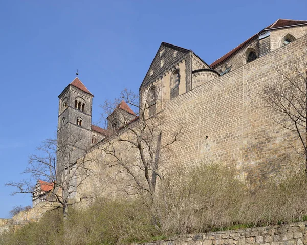 Историческое Аббатство Замок Городке Кведлинбург Саксония — стоковое фото