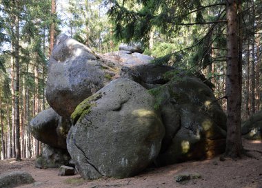 Sonbaharda Rock Froschfelsen, Harz Dağları, Saksonya - Anhalt