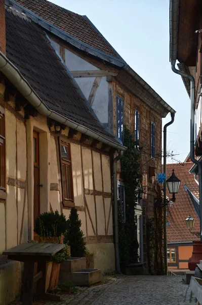 萨克森 安哈尔特哈兹山Quedlinburg古城的历史建筑 — 图库照片