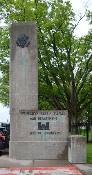 Monumento Soo Locks Nella Città Sault Ste Marie Michigan — Foto Stock