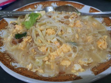 Typical food from Indonesia made from noodles and duck eggs called boiled noodles ready to eat