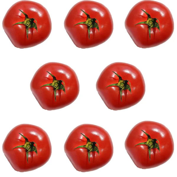 Frische Rote Tomaten Aus Dem Garten Auf Weißem Background Pattern — Stockfoto