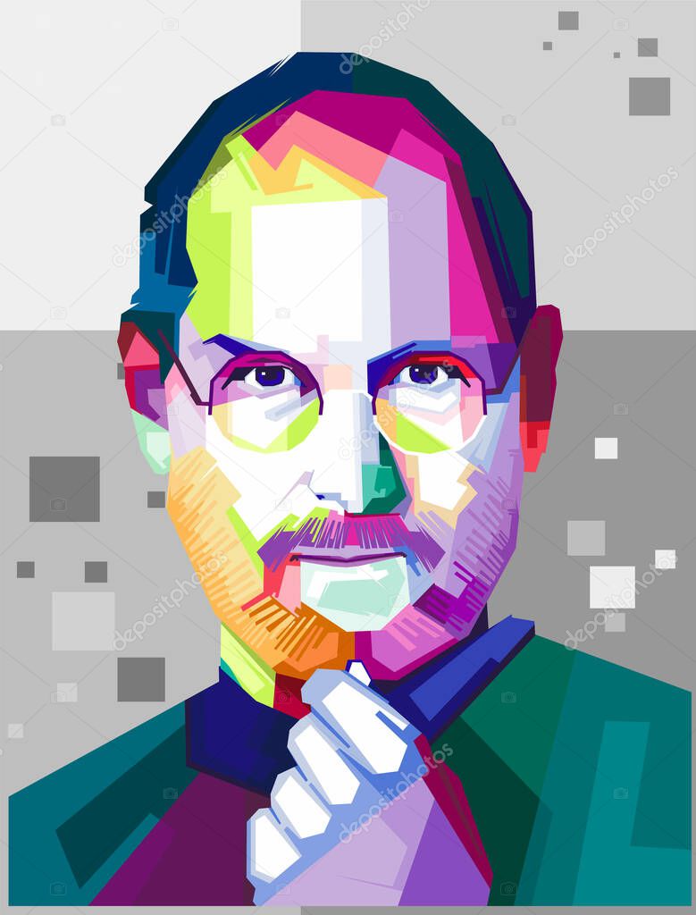 Steve Jobs vector illustration art colour face design template