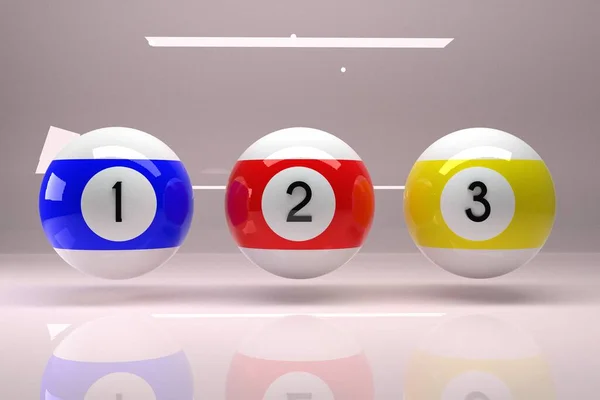 Beyaz arka planda 3D Pollball Blue, Red, Yellow. 3B Hazırlama Simgesi