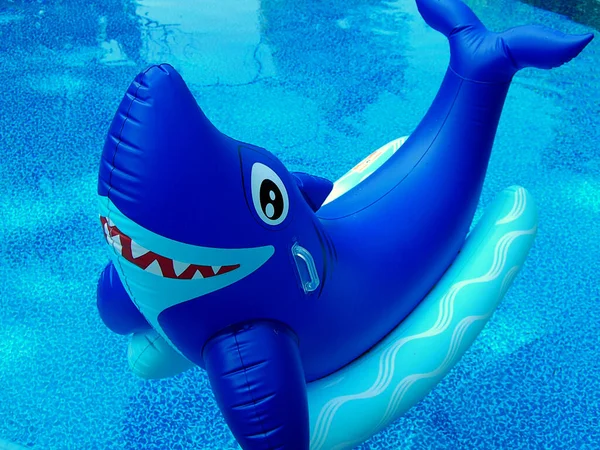 Inflatable Blue Shark Floating Swimming Pool — Stock fotografie