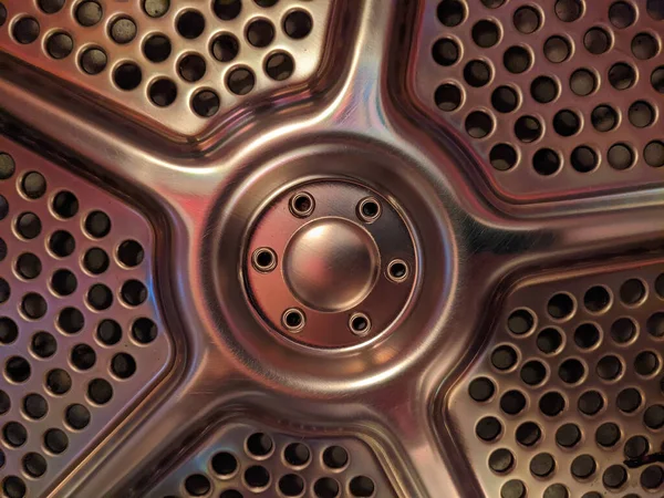 close up dryer drum round steel with holes