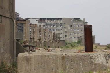 Ruins at Battleship Island in Nagasaki Japan. Abandoned  Island world heritage.