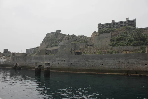 Vista Mar Ilha Ruínas Ilha Battleship Nagasaki Japão Ilha Abandonada — Fotografia de Stock