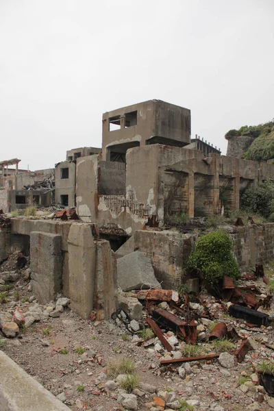 Ruins at Battleship Island in Nagasaki Japan. Abandoned  Island world heritage.