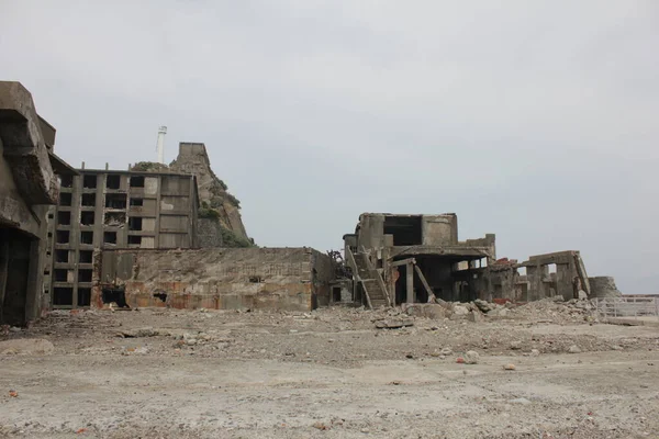 Abounded Buildings Battleship Island Japan Ruins Hashima Island Coal Mine — Stockfoto