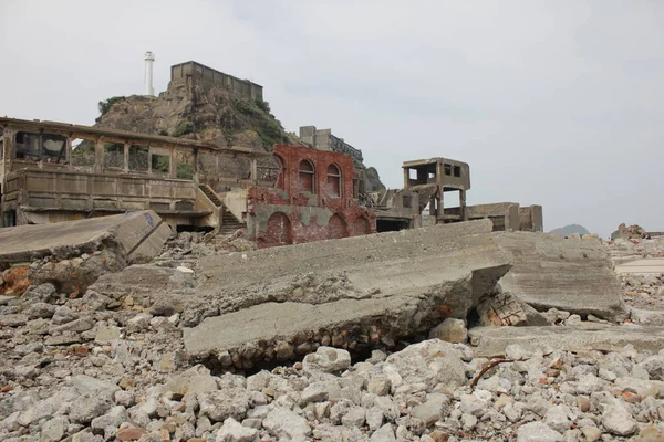 Ruins at Battleship Island in Nagasaki Japan. Abandoned  Island world heritage.