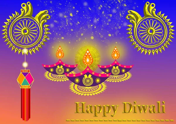 快乐Diwali 节日背景与现实的油灯 Diwali横幅 网站横幅背景设计 — 图库照片