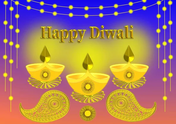 Χαρούμενο Ντιβάλι Φεστιβάλ Φόντο Ρεαλιστική Λάμπα Πετρελαίου Σχεδιασμός Φόντου Diwali — Φωτογραφία Αρχείου