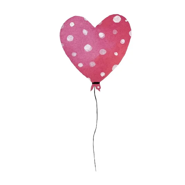 Ballon Saint Valentin Avec Illustration Aquarelle Point Blanc Image Dessinée — Photo