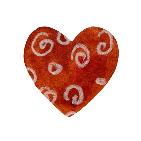 Текстурированная Большая Акварельная Иллюстрация Красного Сердца Ручная Работа Изолирована Белом — стоковое фото