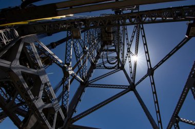 The bridge tower of Bridge 21 in Port Colborne, ON. Part of the St. Lawrence Seaway, Welland Canal. 