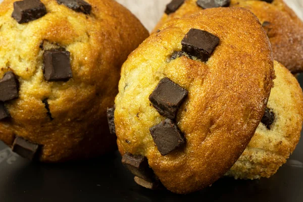 Freshly Baked Banana Chocolate Chunk Muffins — Stock Fotó