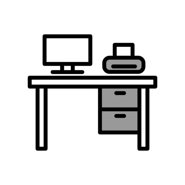 Illustratie Vectorgrafiek Van Het Pictogram Van Kantoortafel — Stockvector