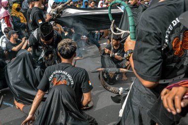 Batu, Indonesia - August 7, 2022: Batu City Local Cultural Arts Festival, Bantengan Nuswantara 2022.