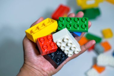 Colorful plastic block toys, educational toys.