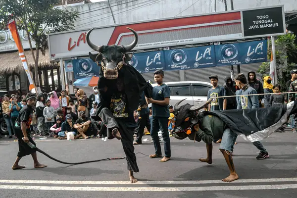 Batu, Indonesia - August 7, 2022: Batu City Local Cultural Arts Festival, Bantengan Nuswantara 2022.